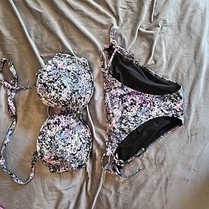 Lined wired balconett strapless removable straps swim bikini